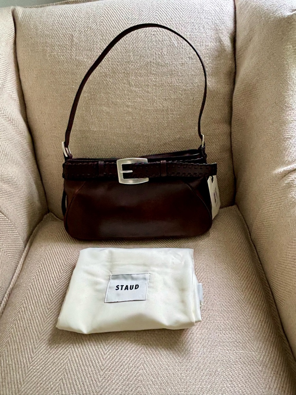 Staud Brooklyn Bag in Distressed Espresso